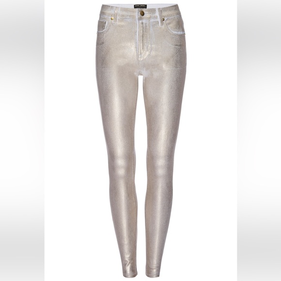 NWT Badgley Mischka X Parker Smith - Gold Mid-Rise Skinny LIMITED EDITION - Picture 3 of 14